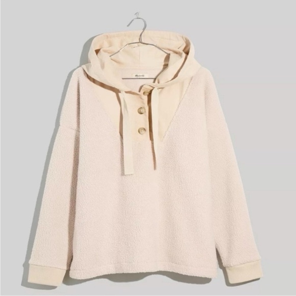 Madewell Cream Sherpa Hooded Pullover